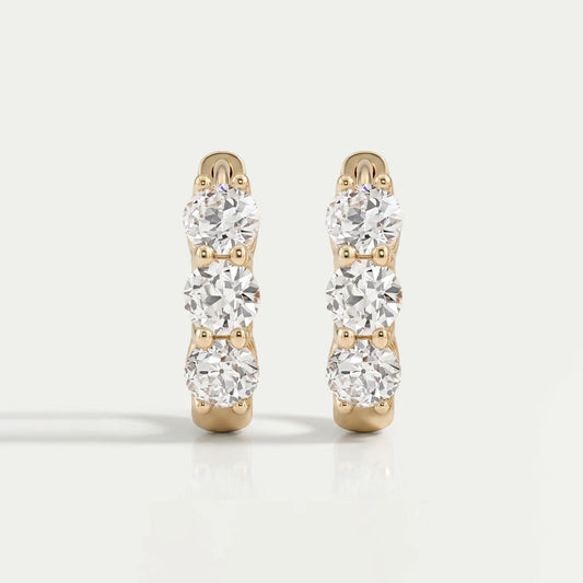 Old European Cut Round Diamond Hoop Earrings For Her Earring