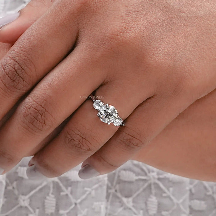 3 Stone Old European Round Diamond Engagement Ring