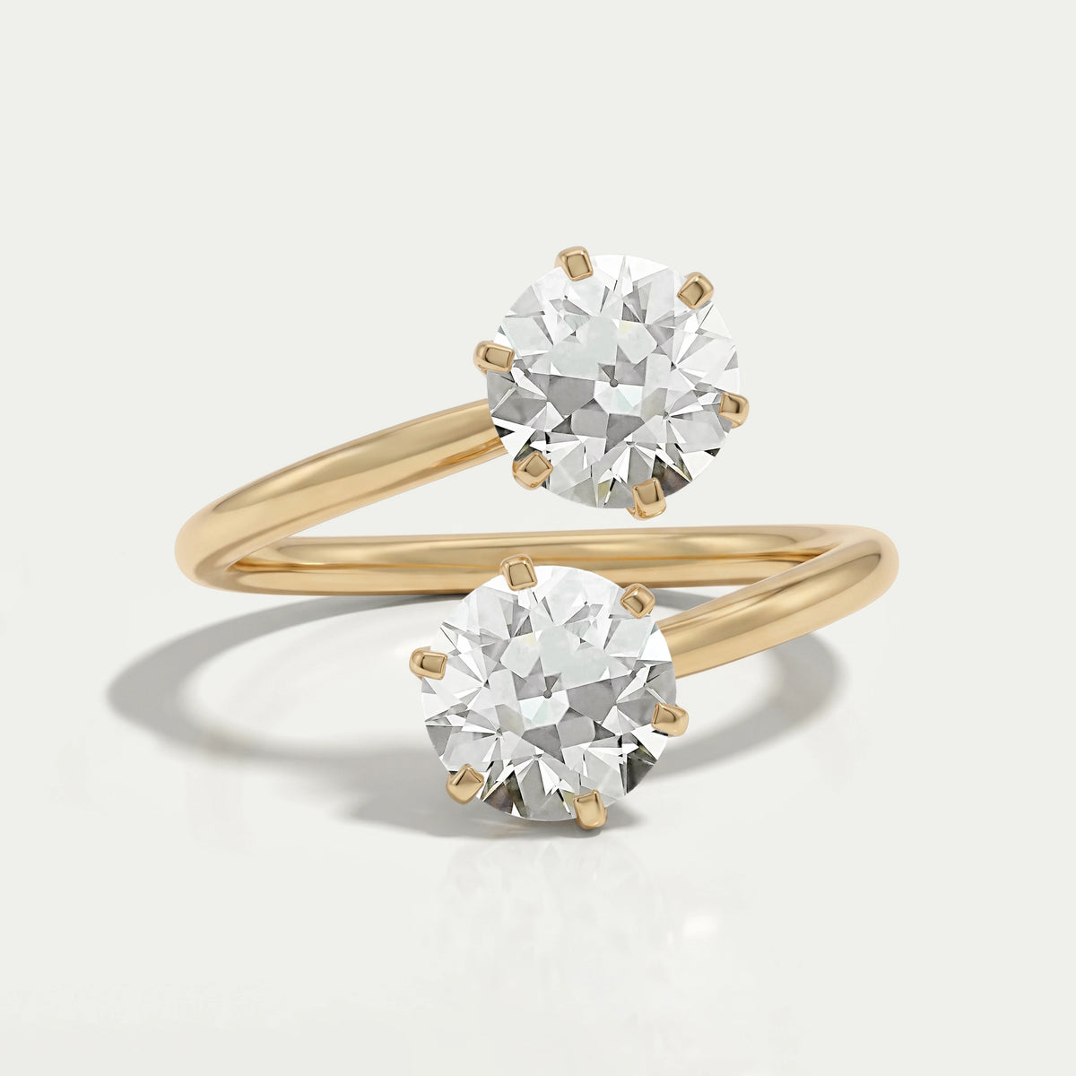 Old European Round Diamond Toi Et Moi Engagement Ring Rings