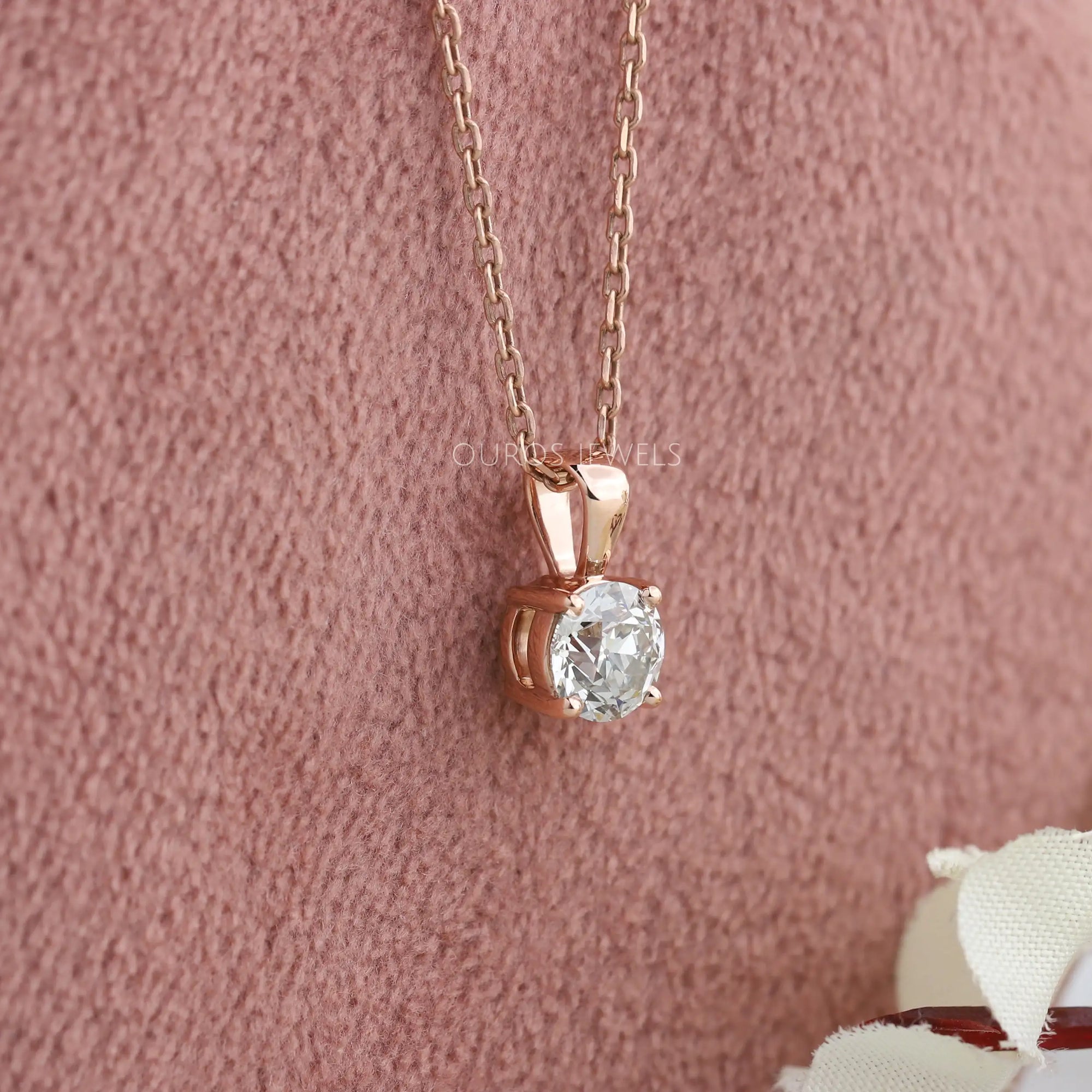 Old European Round Cut Solitaire Pendant Necklaces