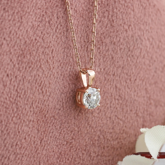 old european diamond pendant rose gold