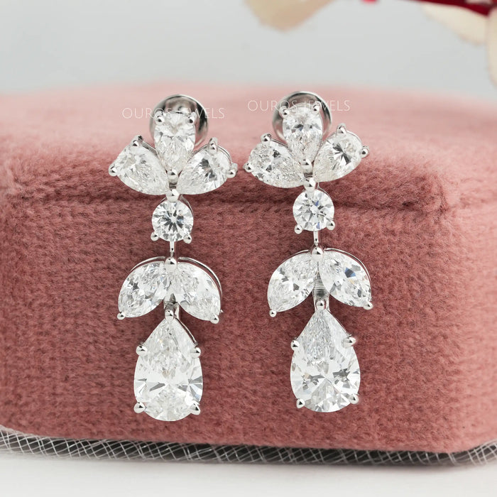 Boucles d'oreilles pendantes en diamants de laboratoire taille poire et marquise