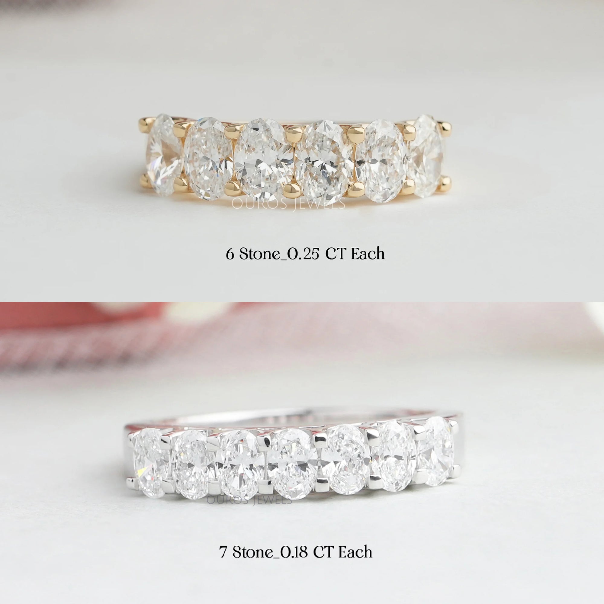 Oval Cut Lab Diamond Wedding Band Rings