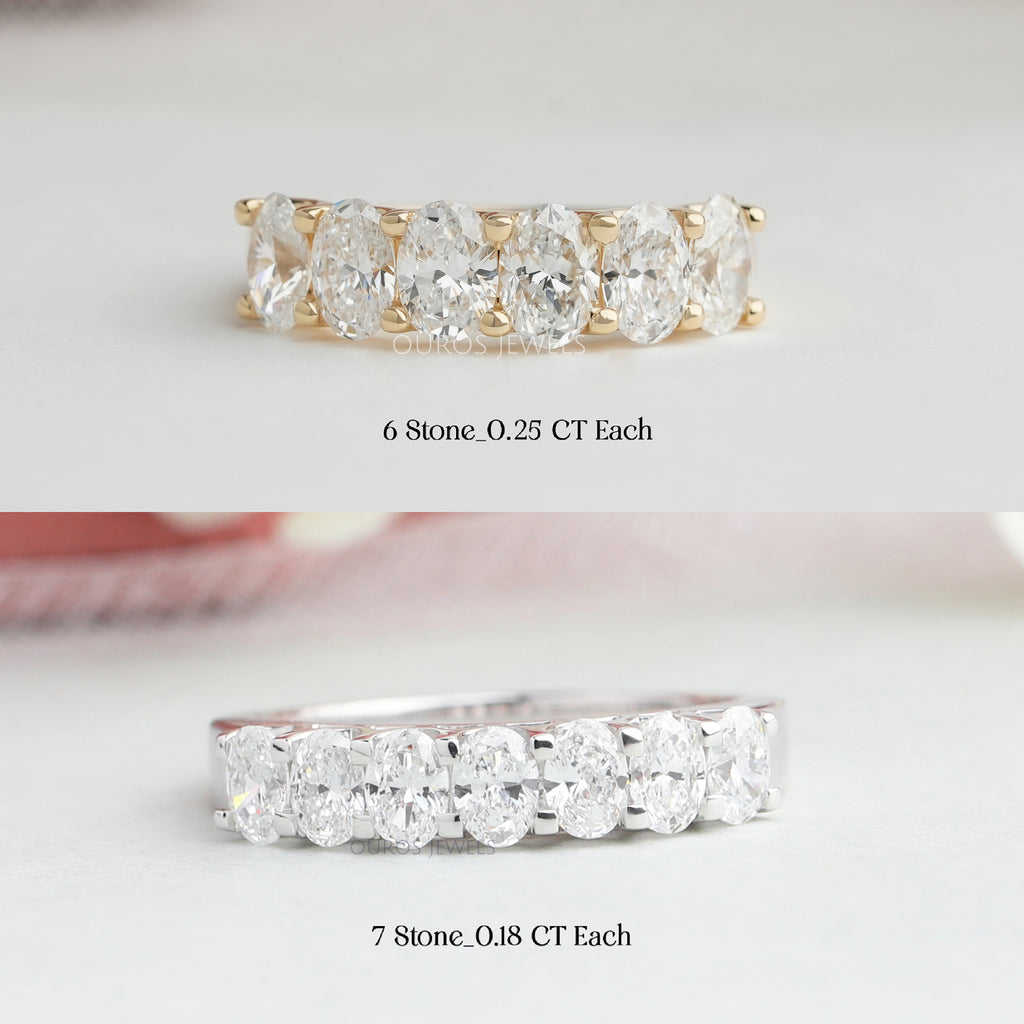 oval diamond half eternity band 