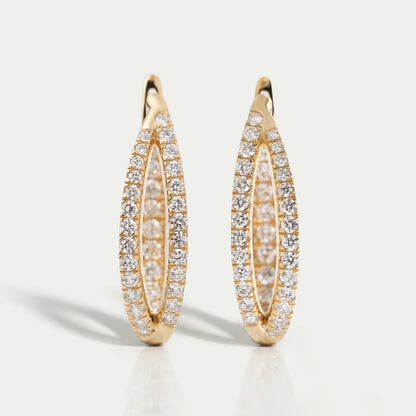 Boucles d'oreilles créoles à diamants taille ronde sertis pavé