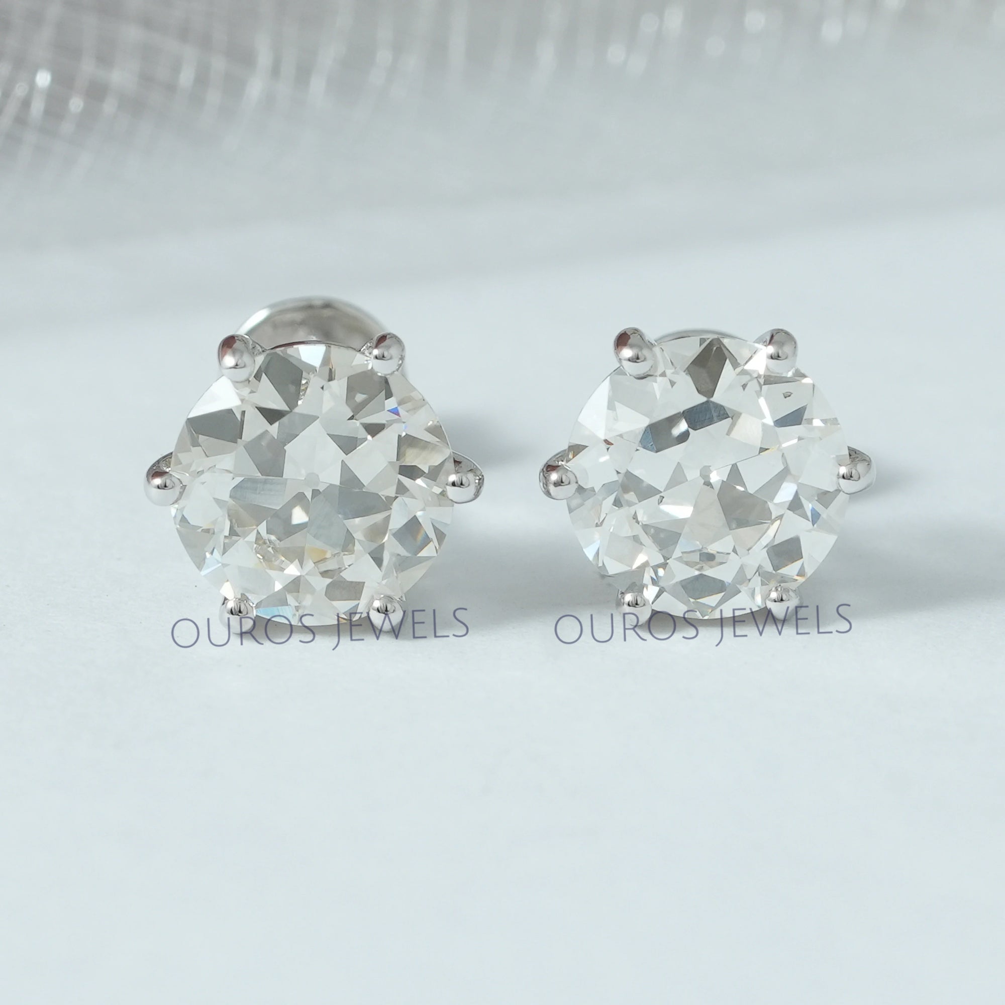 Old European Round Diamond Stud Earrings Earring