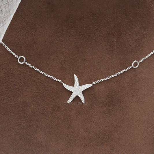 Pendentif étoile de mer en diamants taillés en rond