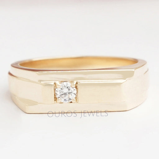 front view of round cut lab grown diamond men's promise ring