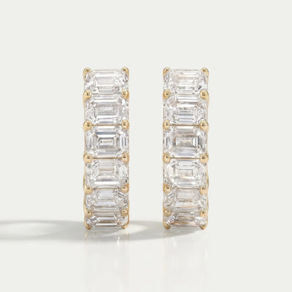 Boucles d'oreilles créoles en diamants de laboratoire taille émeraude