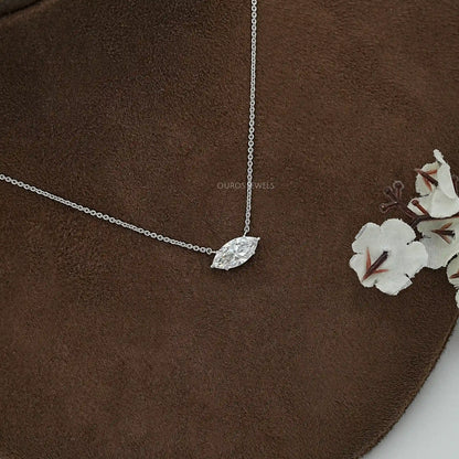 East West Marquise Diamond Solitaire Pendant