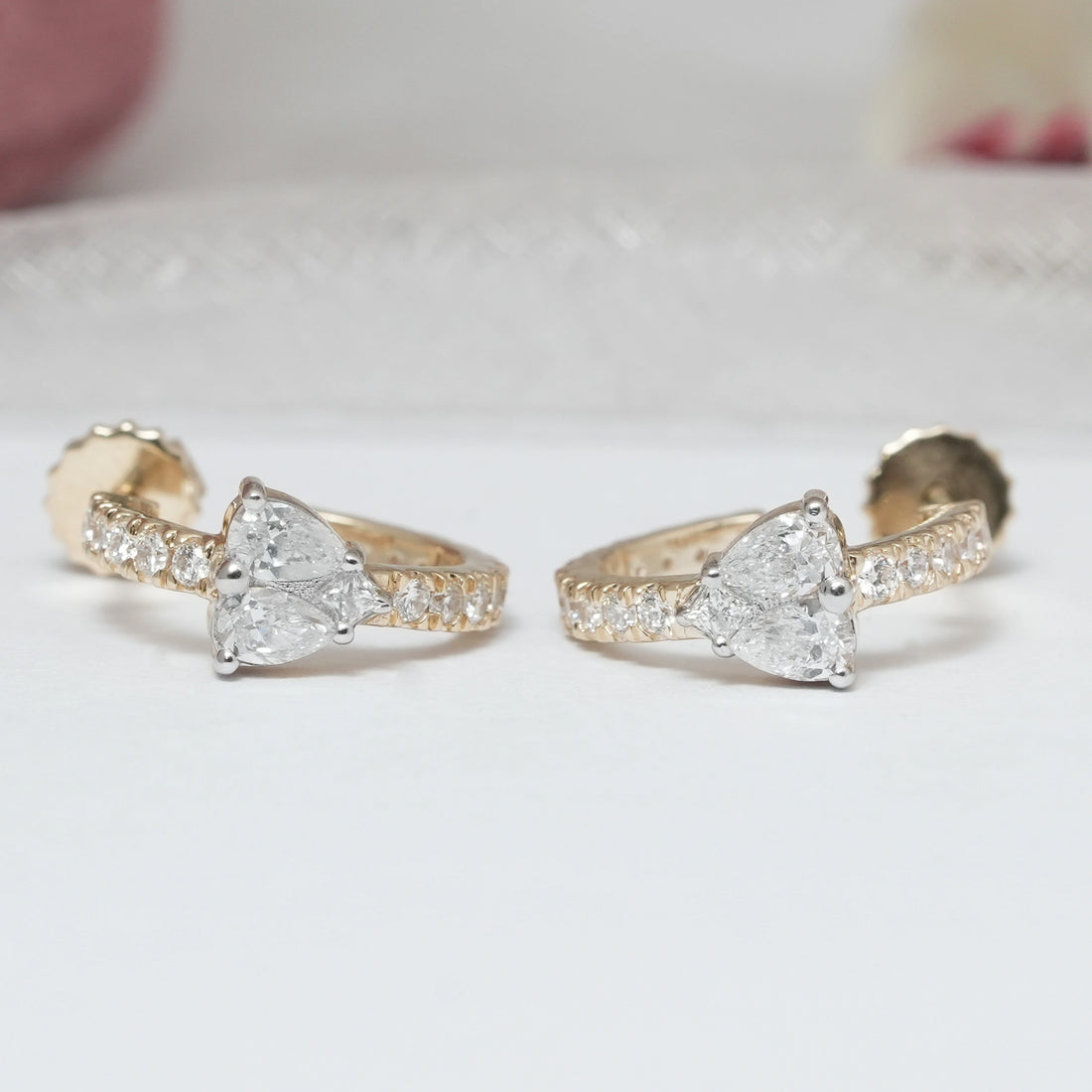 Pear Lab Grown Diamond Petite Huggie Hoop Earrings Earring