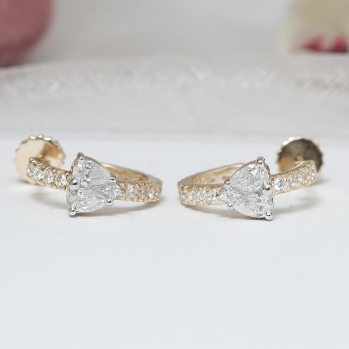 Pear Lab Grown Diamond Petite Huggie Hoop Earrings