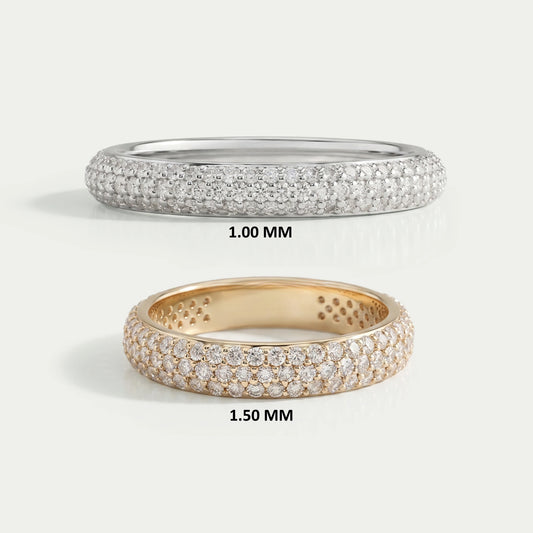 Round Cut Lab Diamond  Pave Set Wedding Ring