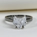 top view of antique shape cat cut lab diamond solitaire engagement ring
