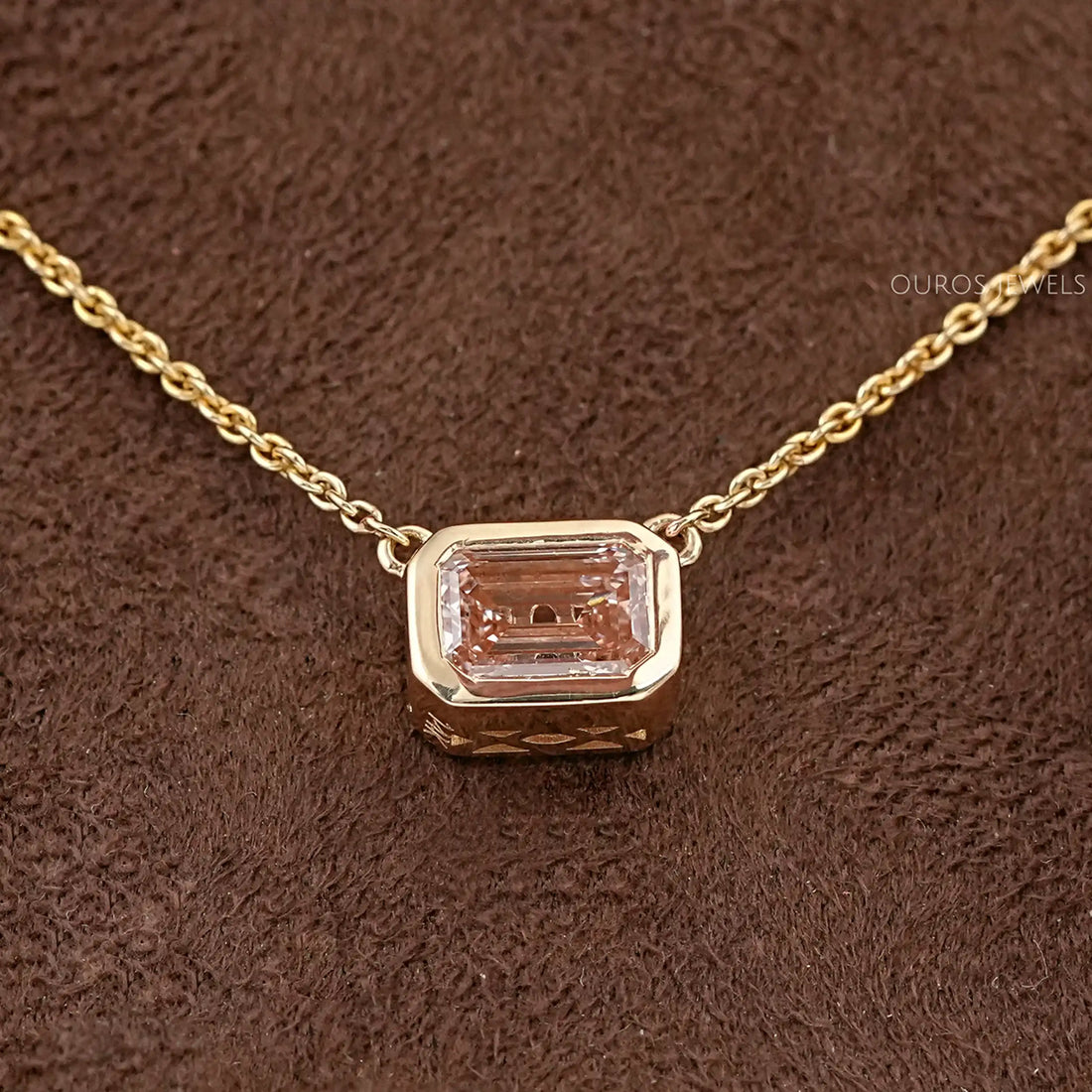 Bezel Set Pink Emerald Solitaire Pendant Necklaces