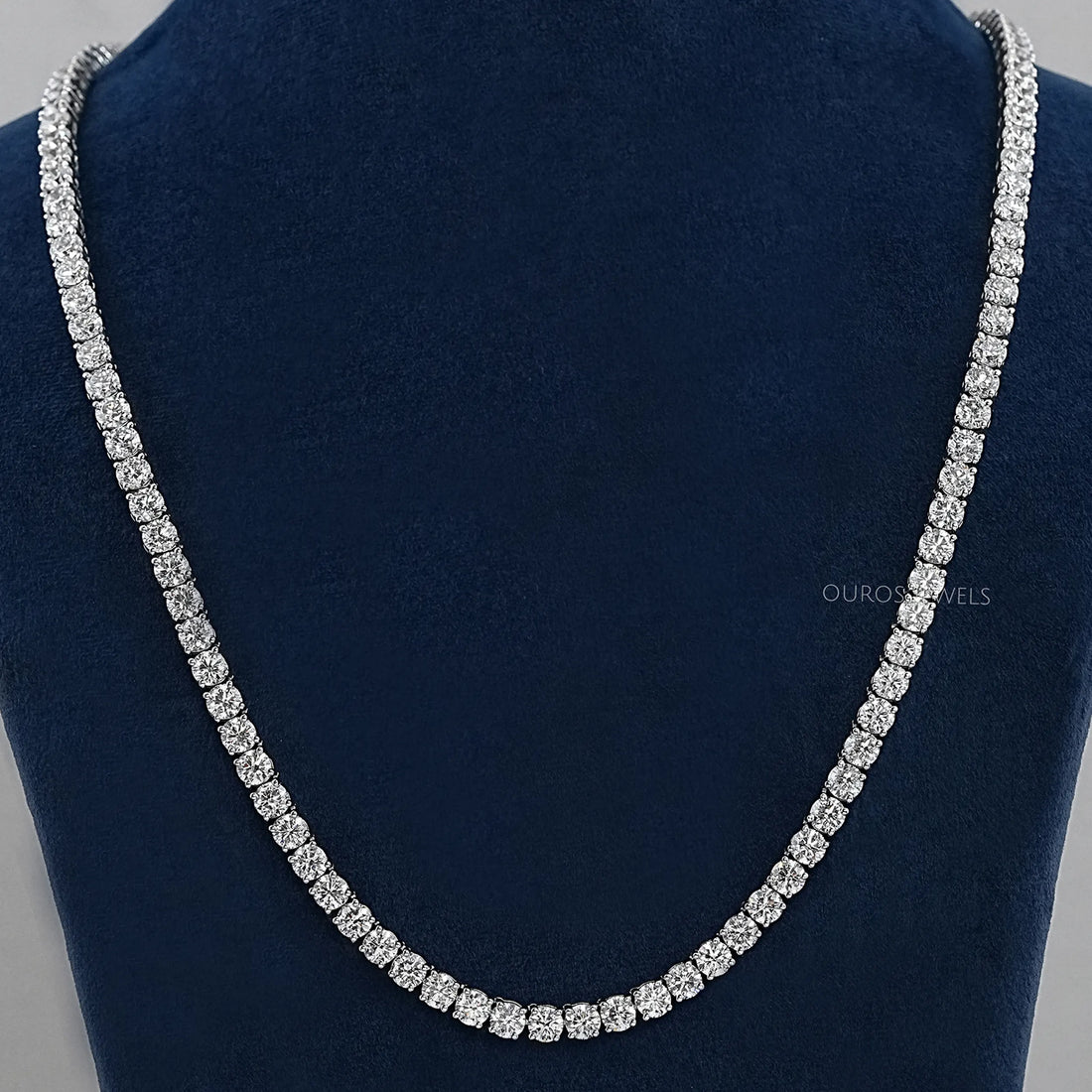 Round Cut Lab Diamond Tennis Necklace For Men's