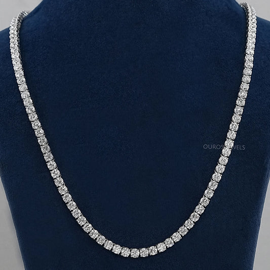 Round Cut Lab Diamond Tennis Necklace For Men's