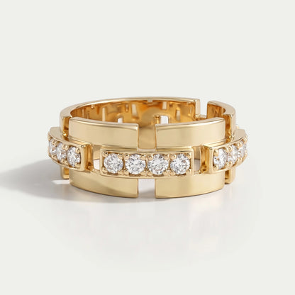 Alliance en or jaune avec diamants de laboratoire taille ronde