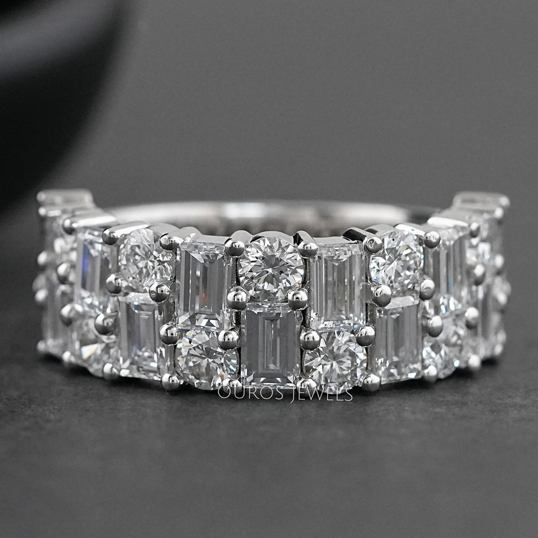 Baguette And Round Brilliant Cut Unisex Rings For Couples Ring