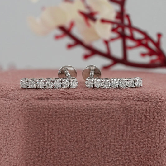 Round Lab Diamond Linear Drop Earring Earring