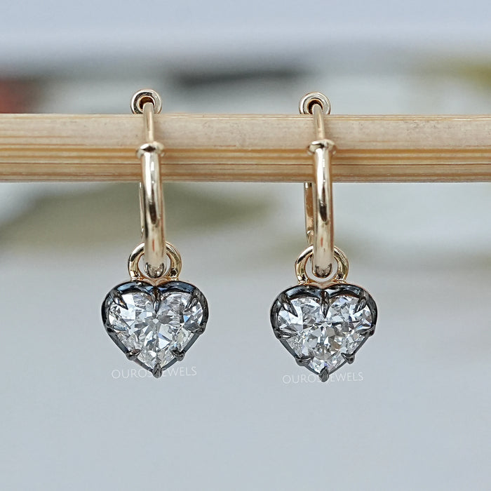 Old Mine Heart Cut Lab Diamond Dangle Earring