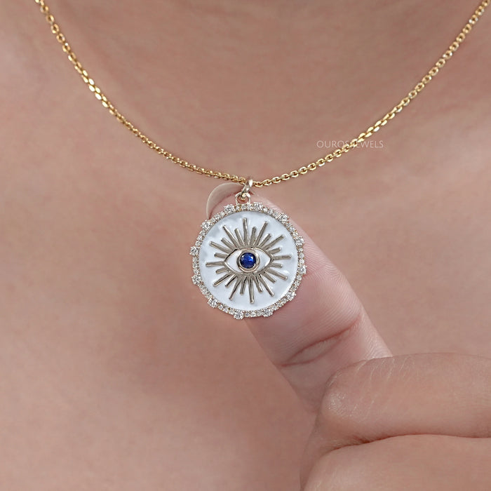 Antique Round Diamond  Evil Eye Pendant