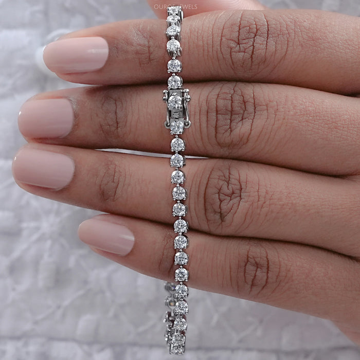 Brilliant Round Lab Diamond Tennis Bracelet