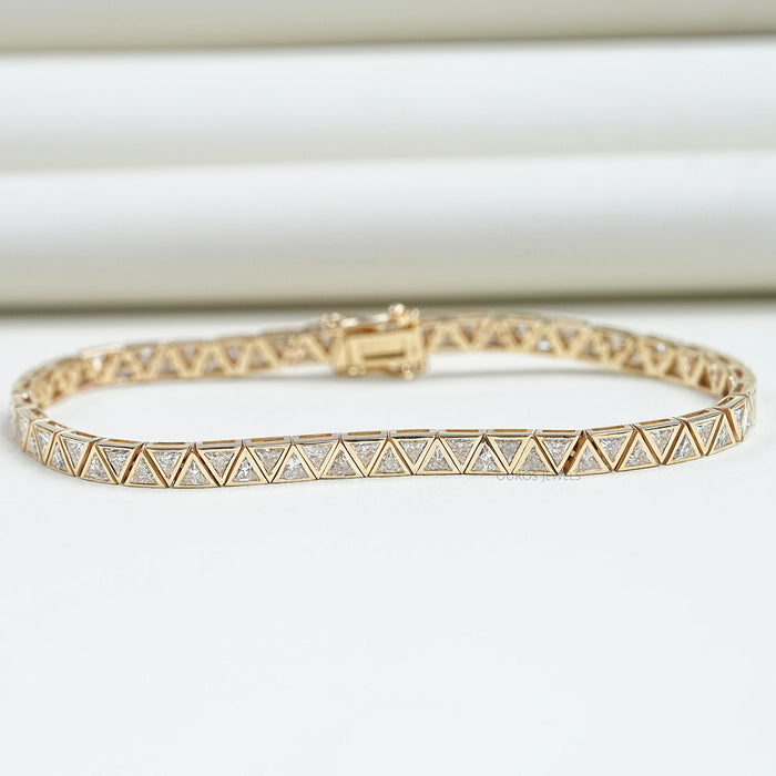 Triangle Cut Bezel Set Tennis Bracelet