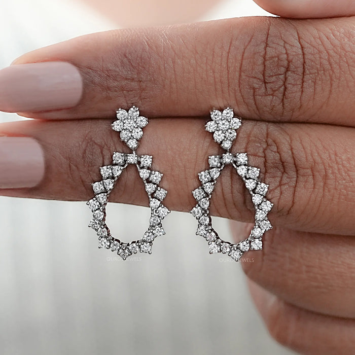 Boucles d'oreilles pendantes en forme de poire ouverte