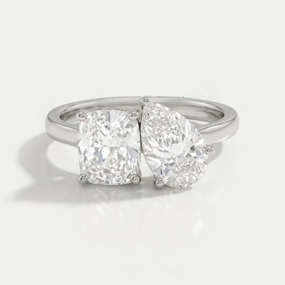 Pear And Cushion Cut Hidden Halo Toi Moi Ring