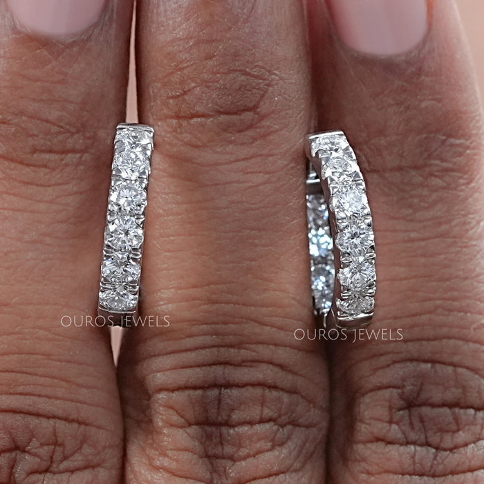 Inside Out Round Diamond Hoop Earrings