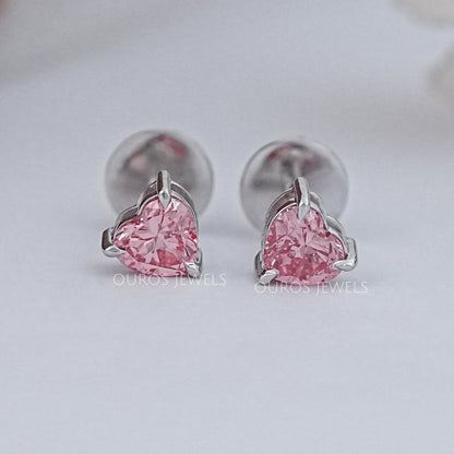 Pink Heart Cut Diamond Earrings Earring