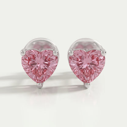 Boucles d'oreilles en diamant taille coeur rose
