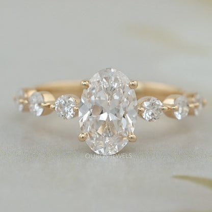 Old Mine Moval Cut Solitaire Accent Engagement Ring Ring