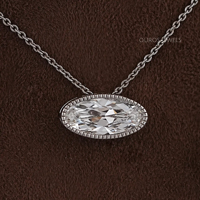 East West Old Mine Moval Lab Diamond Solitaire Pendant
