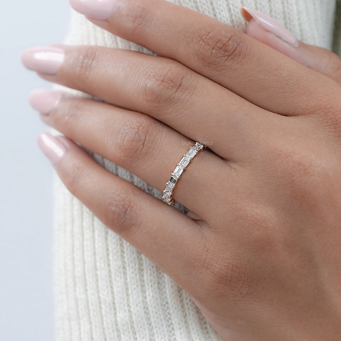 East West Emerald Lab Diamond Eternity Band