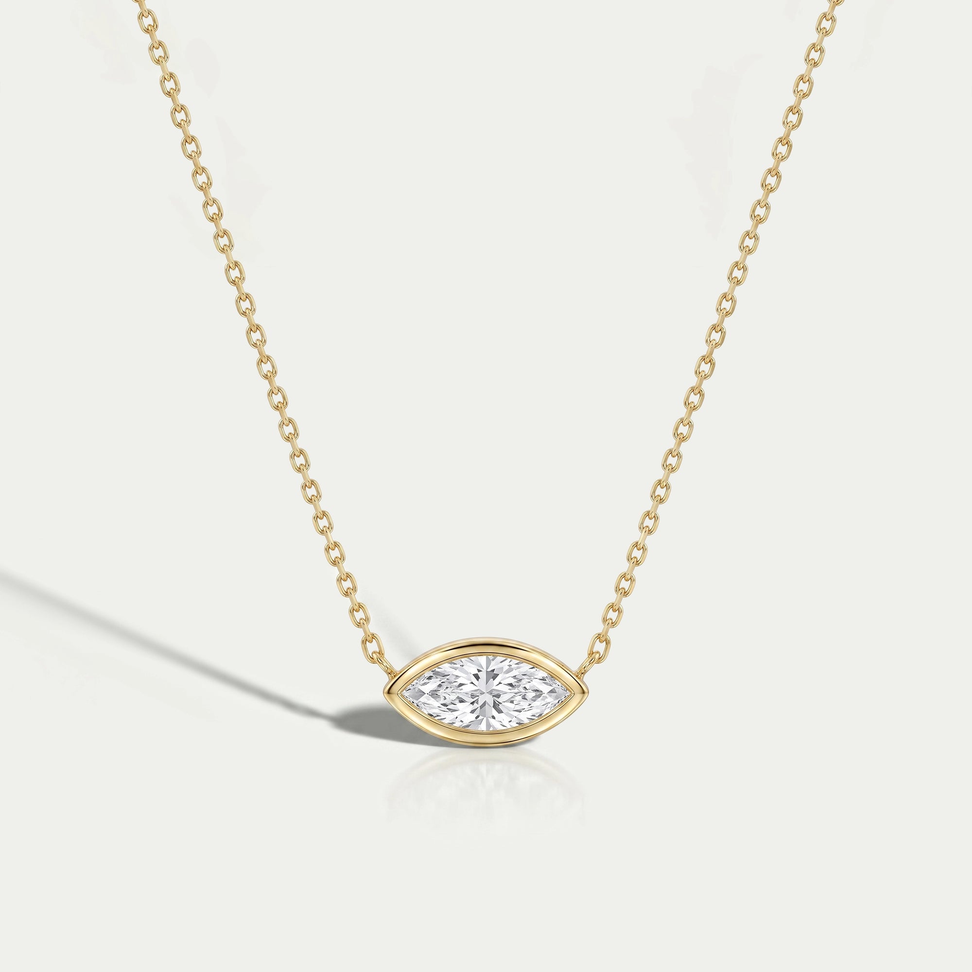 East West Marquise Diamond Solitaire Pendant Necklaces