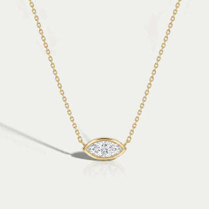 East West Marquise Diamond Solitaire Pendant Necklaces