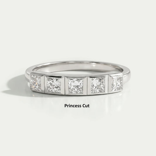 Five Stone Lab Diamond Bezel Set Ring