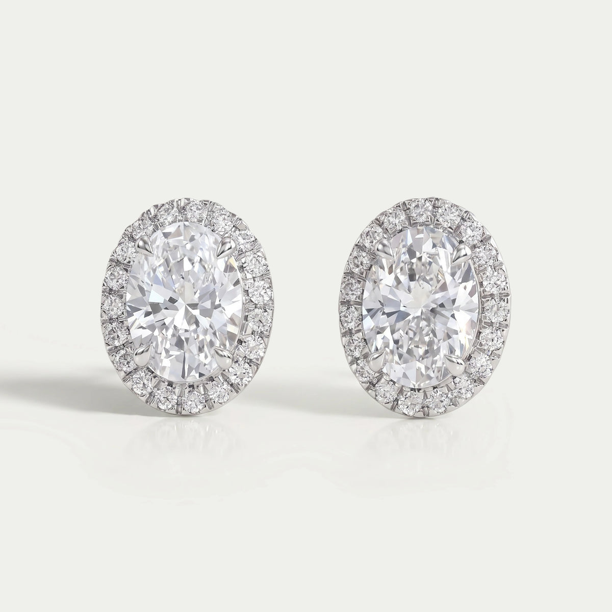 Oval Lab Diamond Halo Stud Earrings