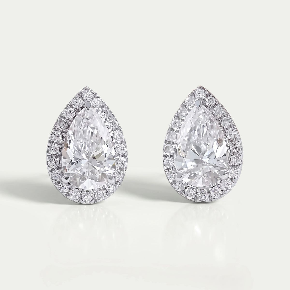 Pear Lab Grown Diamond Halo Stud Earrings Earring