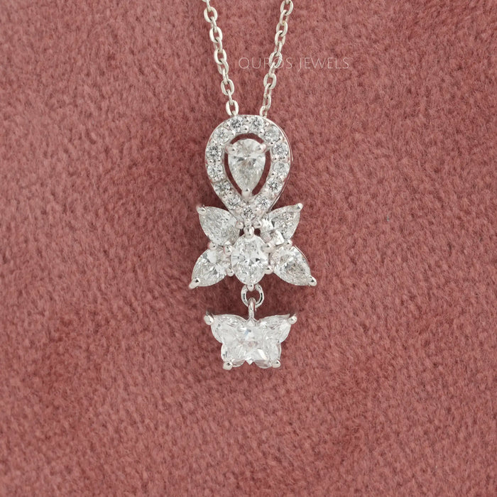 Pendentif de mariée avec diamant de laboratoire taille papillon