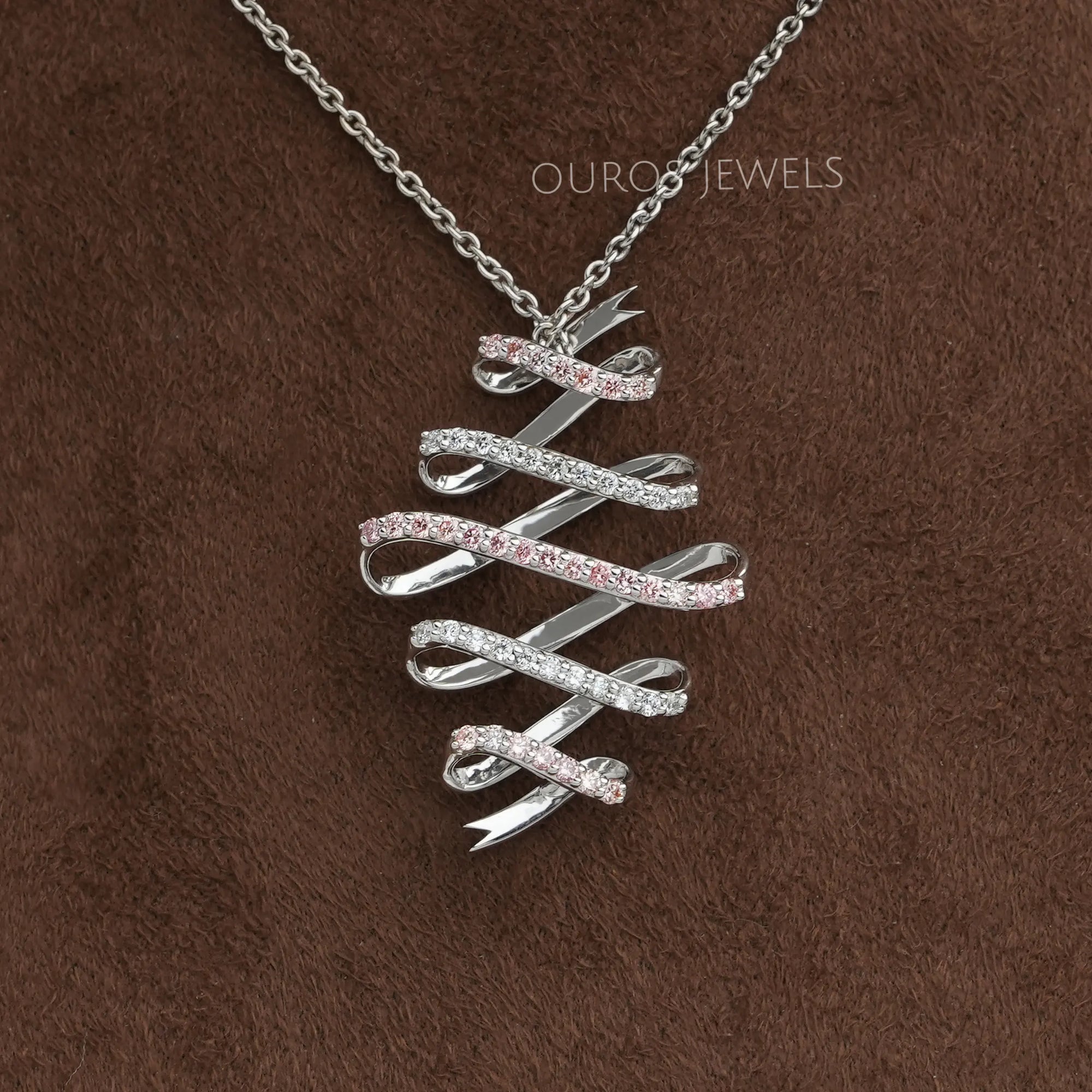 Zig Zag Round Cut Lab Grown Diamond Infinity Pendant