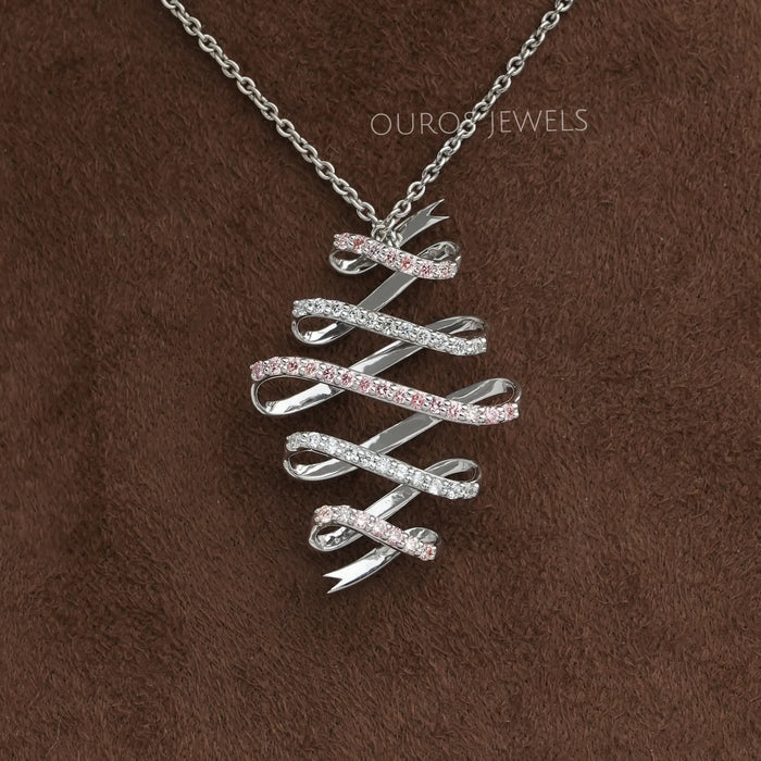 Pendentif infini en diamants de laboratoire à taille ronde en zigzag