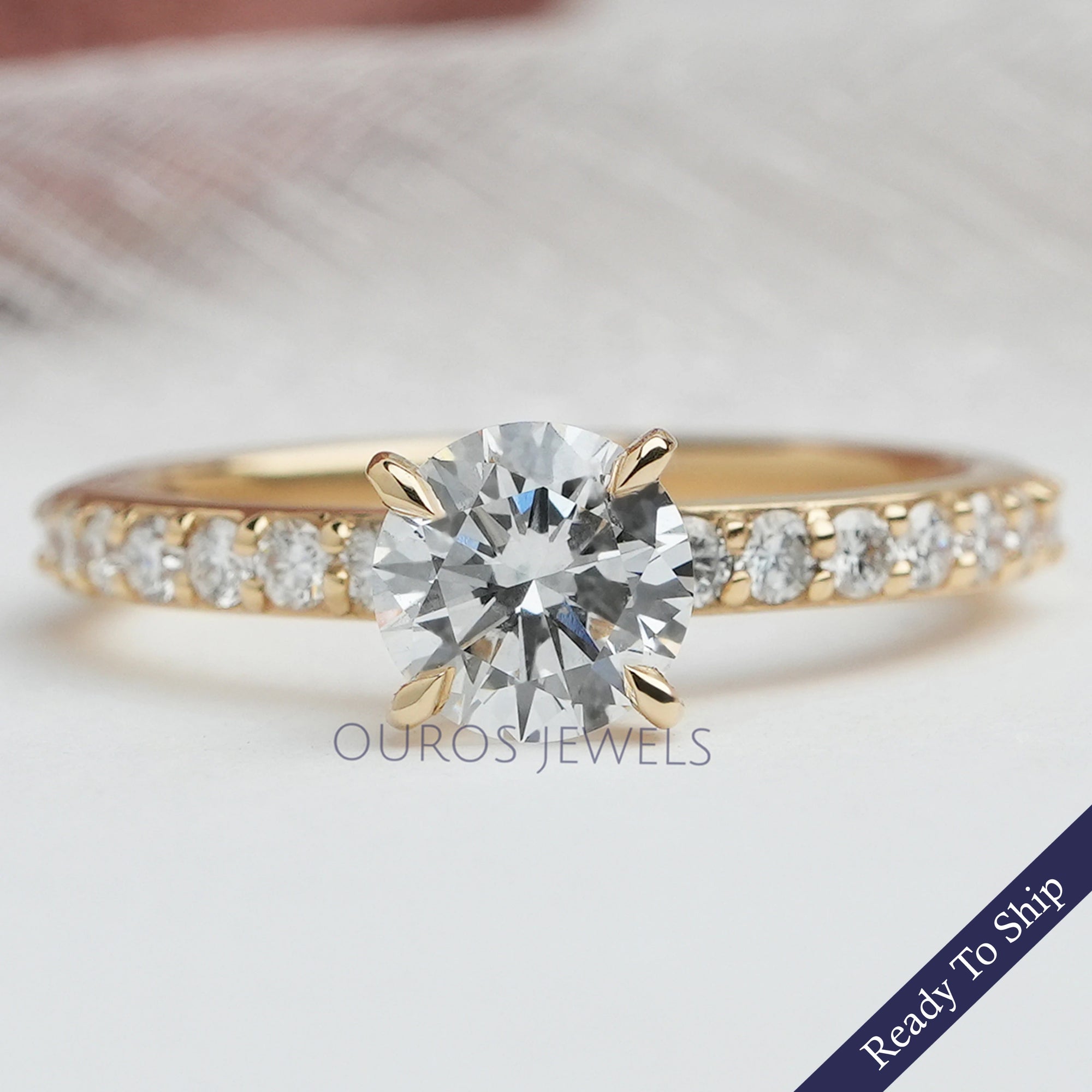Round Cut Lab Grown Diamond Solitaire Accent Ring Ring