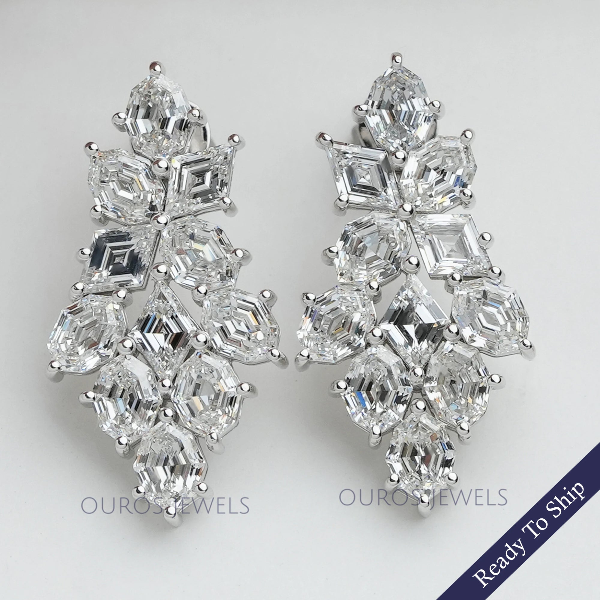 Step Cut Moval And Lonzenge Cut Lab Diamond Earrings Earrings