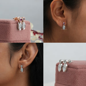 [Collage of Olive and Pink Round Cut Diamodn Earrings]-[Ouros Jewels]