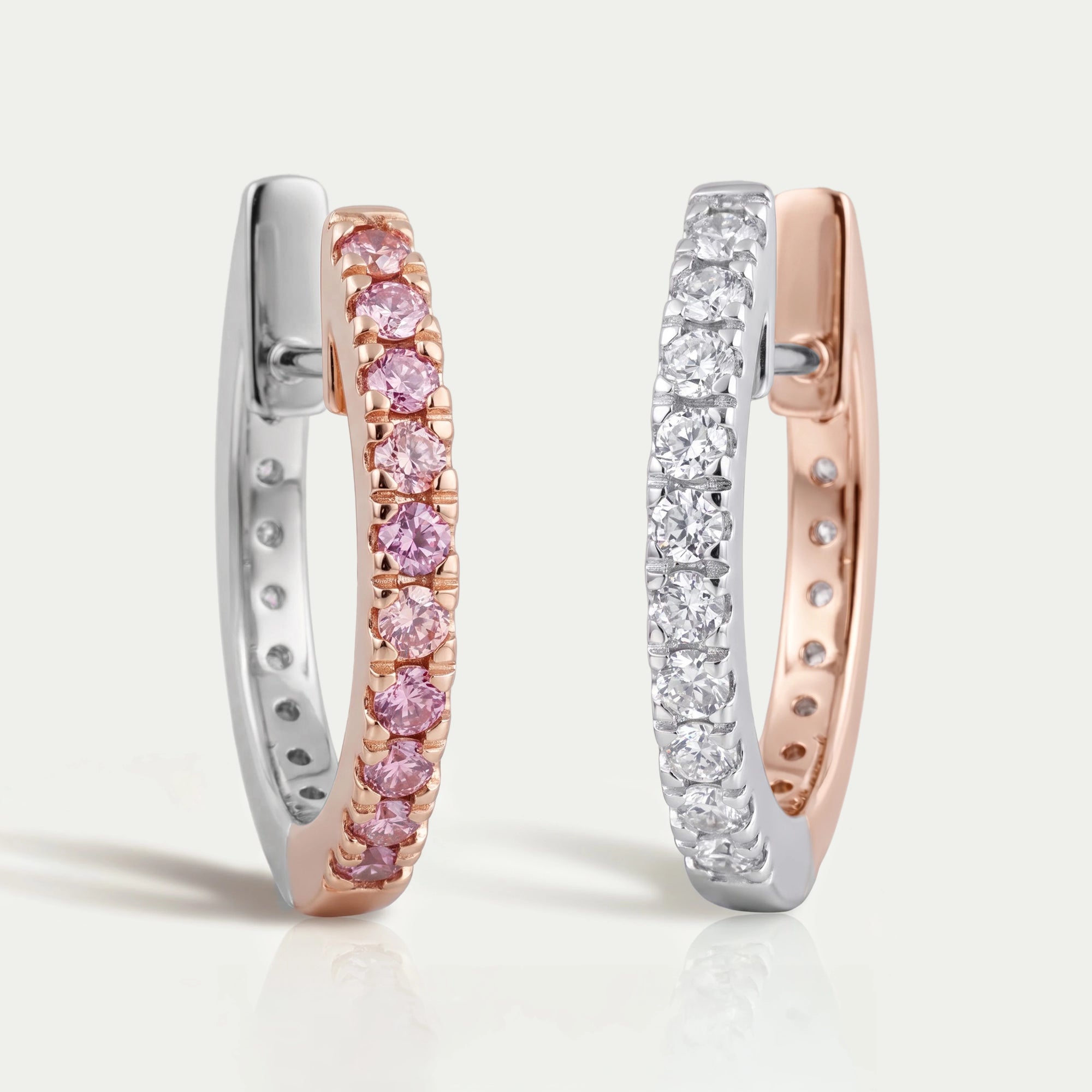 Boucles d'oreilles créoles fantaisie en diamants de laboratoire taille ronde