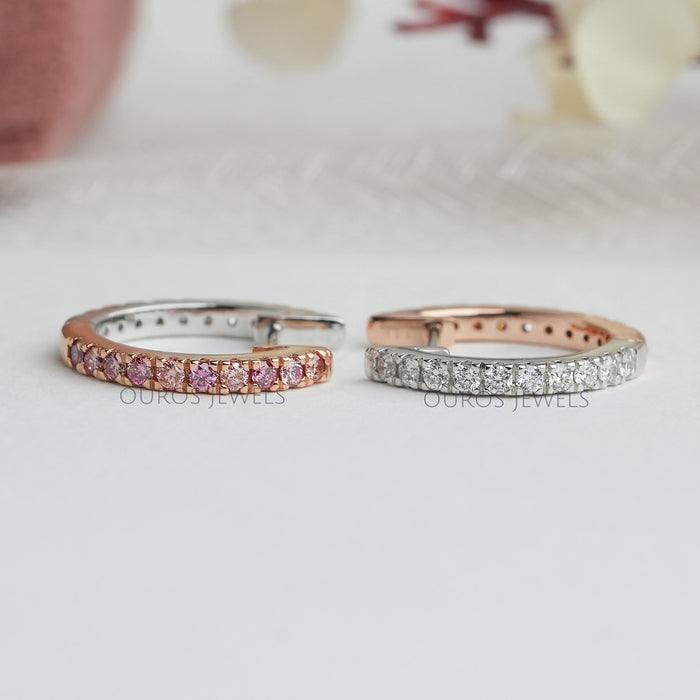 Fancy Color Round Cut Lab Diamond Hoop Earrings