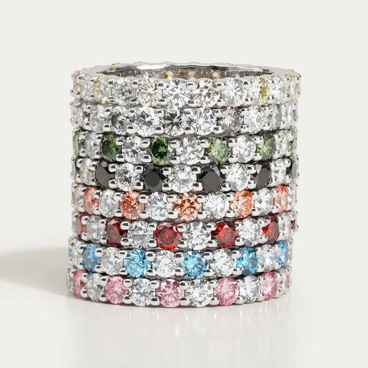 Multi Color Round Lab Diamond Wedding Bands